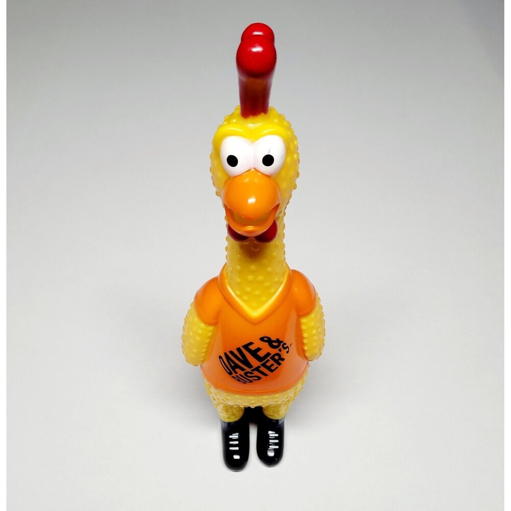 DAVE & BUSTER PROMOTIONAL 13 IN. SCREAMING SQUAKING CHICKEN PLASTIC TOY EUC